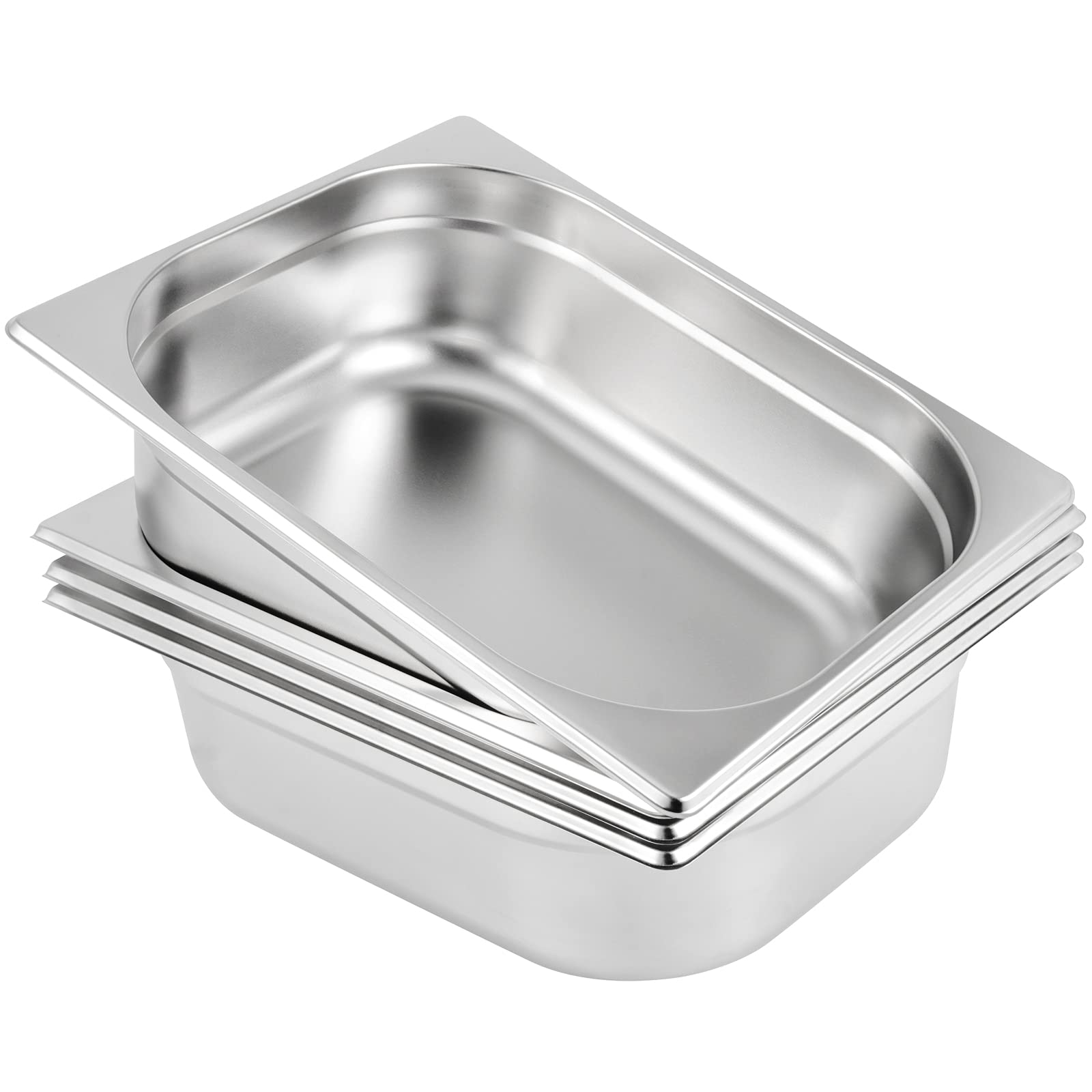 4 Pack 1/2 Size x 4" Deep Steam Table Pan, Stainless Steel Anti-Jam Steam Table Hotel Pan for Restaurant Family Events Personal Catering Use, 12.8 x 10.5 x 4 Inch