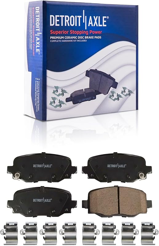 Eje Detroit - Pastillas de freno traseras para Jeep Cherokee 2014-2023 | 15-23 Jeep Renegade, 15-17 Chrysler 200, 16-23 Fiat 500X, 23-25 Dodge Hornet, pastillas de freno de cerámica con reemplazo de hardware