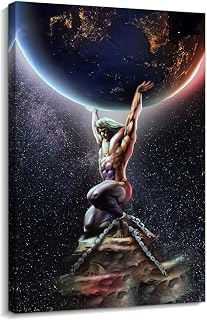 Binyeen Greek Titan Atlas Greek Mythology Poster Wall Art Set Giclee Canvas Colouring Artwork for Hallway Picture Prints Decor Bedroom Painting Panels (8.00''x12.00'',Framed)