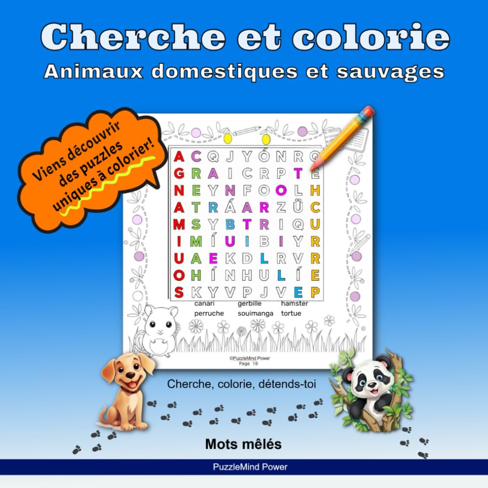 Cherche et colorie: Animaux domestiques et sauvages