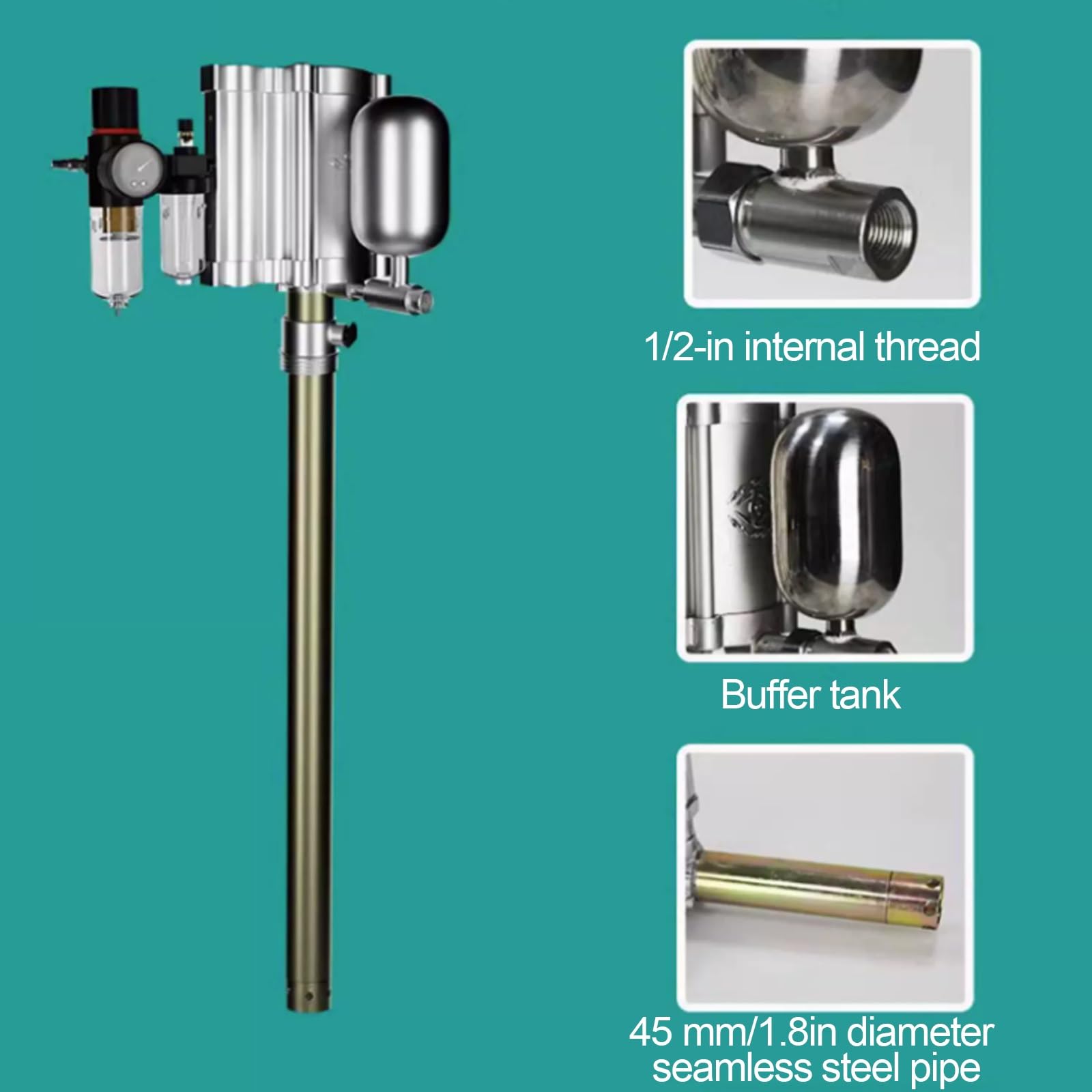 Pompa Pneumatica For Travaso Olio For Carichi Pesanti, Pompa Aspirazione Olio, Dotata Di Manometro,Adatta Al Travaso Di Liquidi A Media E Bassa Viscosità(Low viscosity,Pump)