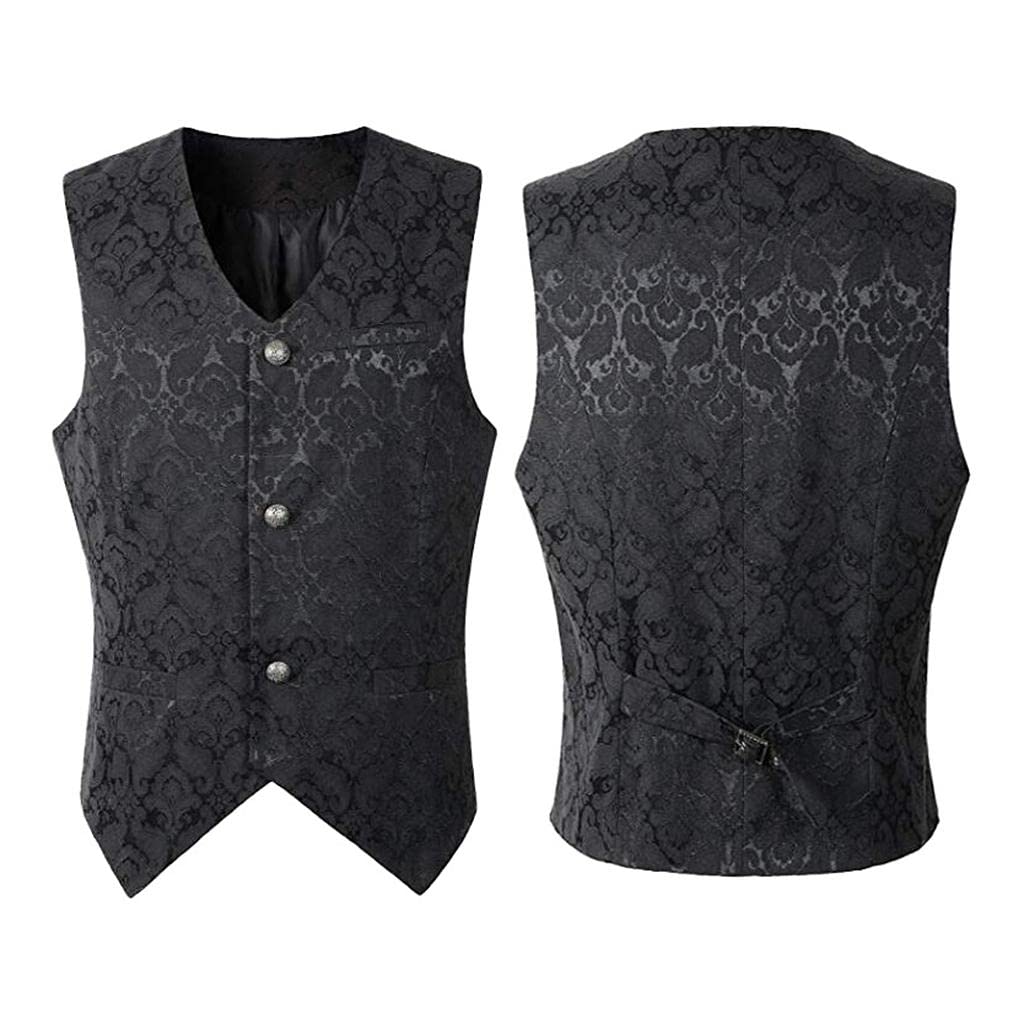 BNF® Men's Medieval Jacquard Waistcoat Steampunk Slim Fit Dress