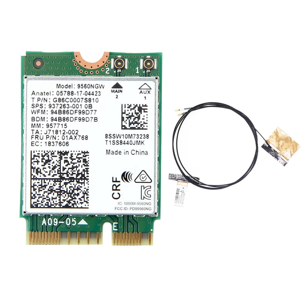 9560NGW Scheda WiFi + Antenna 1730Mbps AC 9560 Dual Band 2.4G+5G BT 5.0 802.11Ac M.2 CNVI 9560NGW Adattatore Wireless