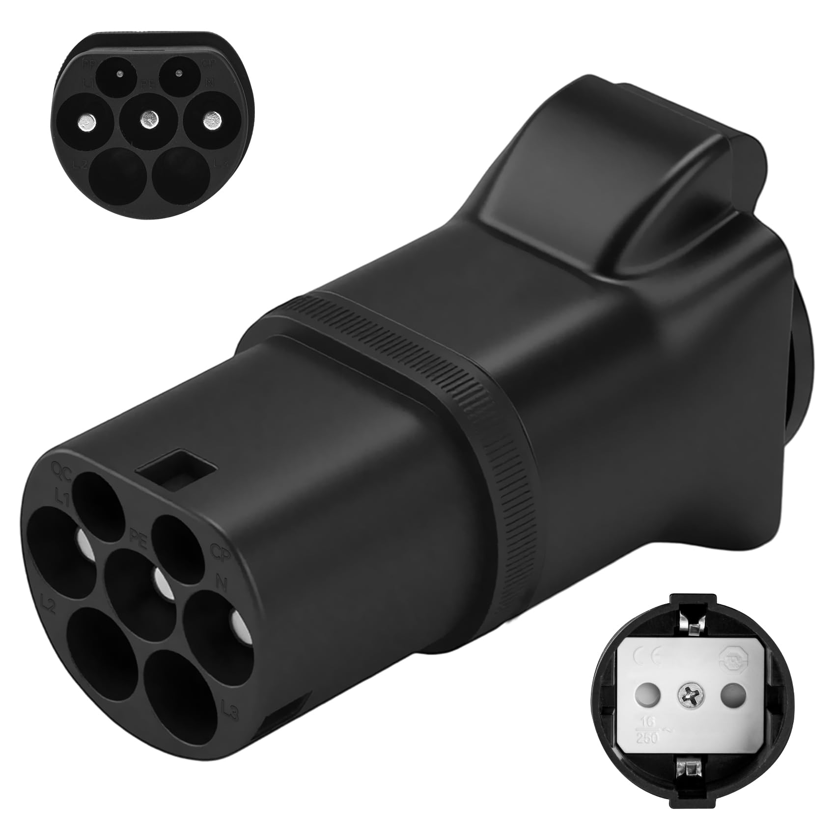 Ladekabel Auf Schuko Typ 2 Typ 2 Auf Schuko Adapter | 3,5KW, 16A, 70cm | Für E-Auto Ladestationen & E-Bikes | IEC 62196 Kompatibel | Nicht Für V2L Typ 2 Schuko Adapter