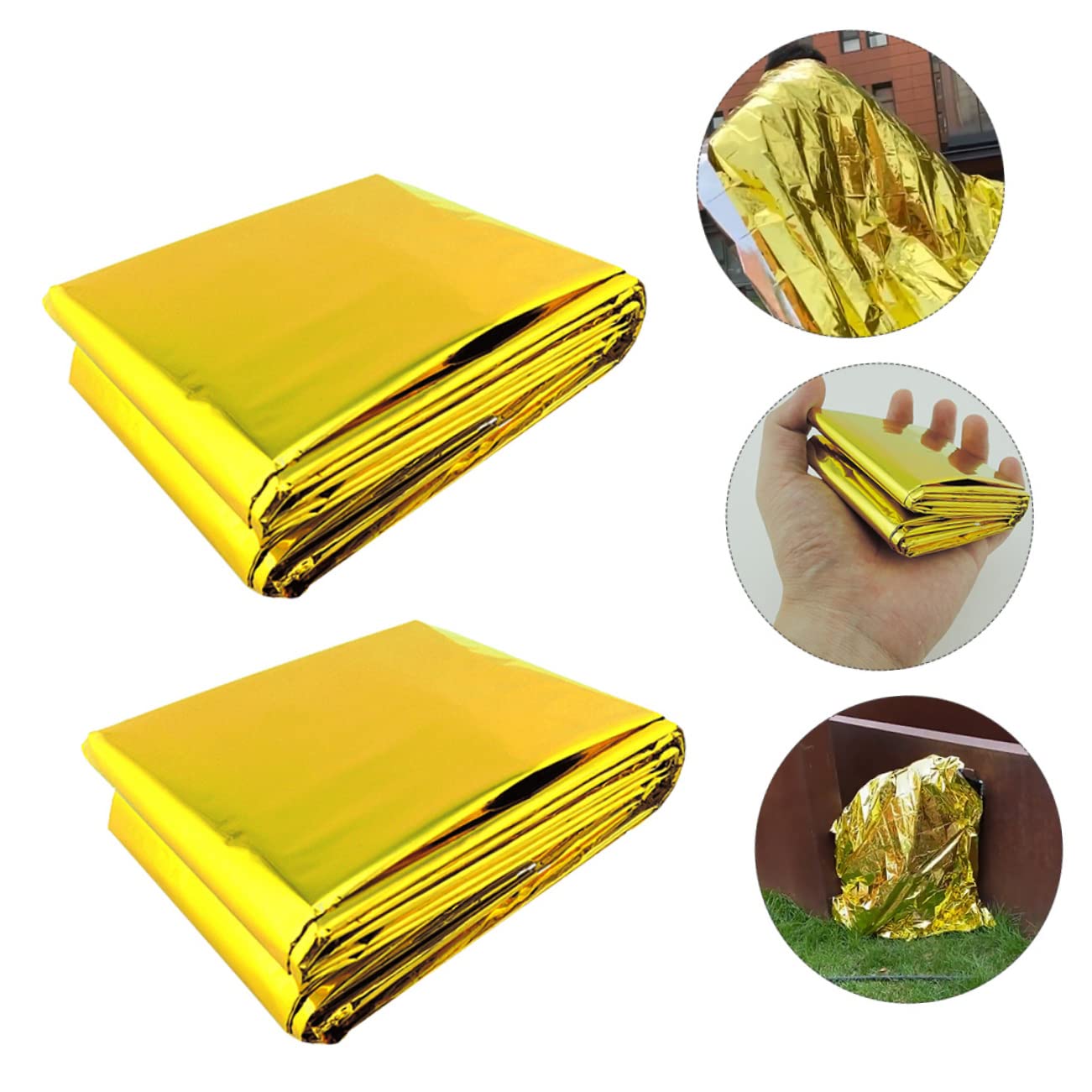HANABASS Double-Sided Emergency Thermal Blanket Aluminum Foil 210 * 140cm 2 Colors