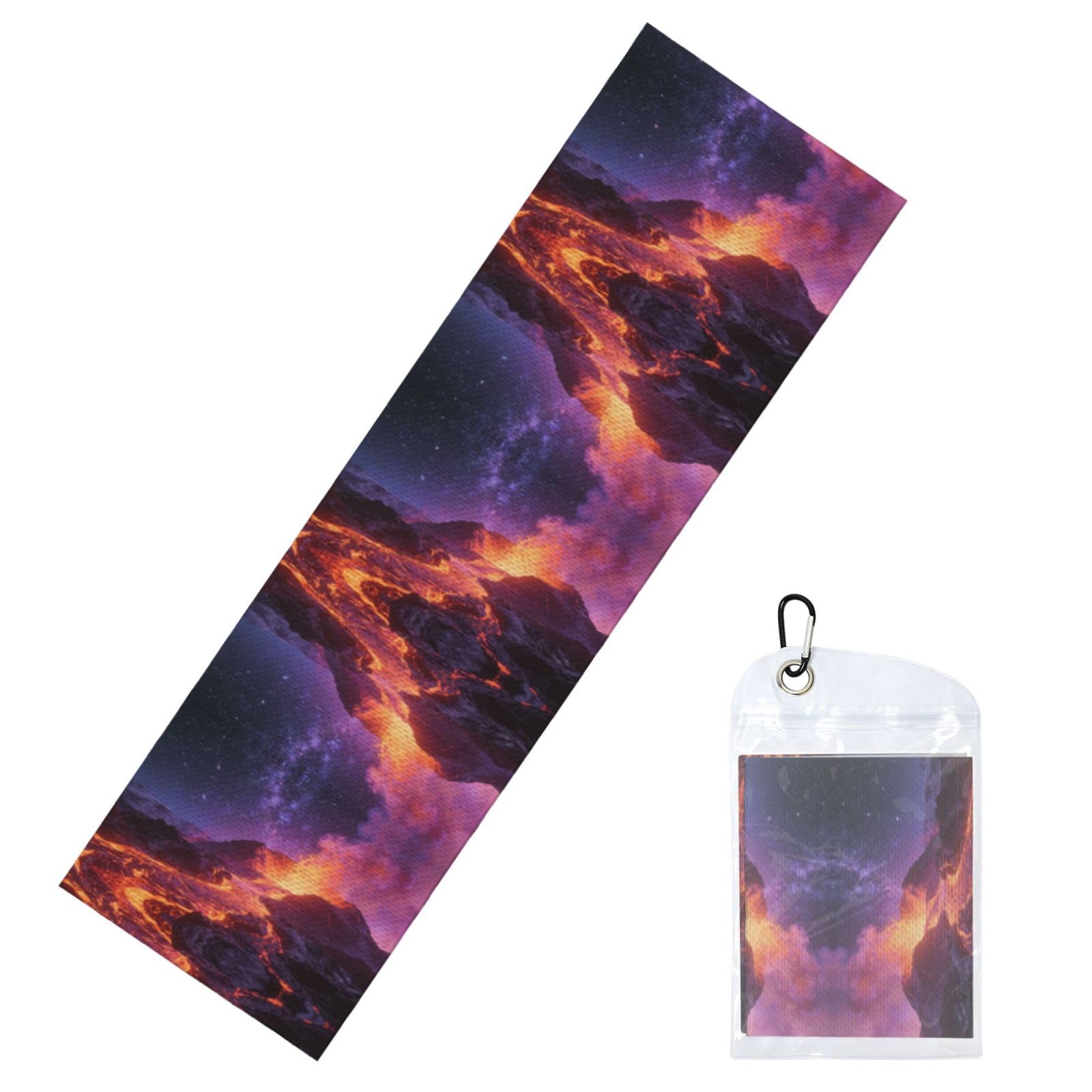DUYIOKH Volcano Under Starry Sky Print Cooling Towel, Portable Towel for Gym Workout Golf Beach World Cup Sports Hot Weather