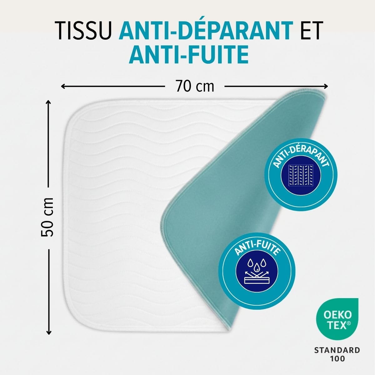 Dreamway Lot de 2 Alèses Imperméables 50 x 70 cm | Protège Matelas Absorbant