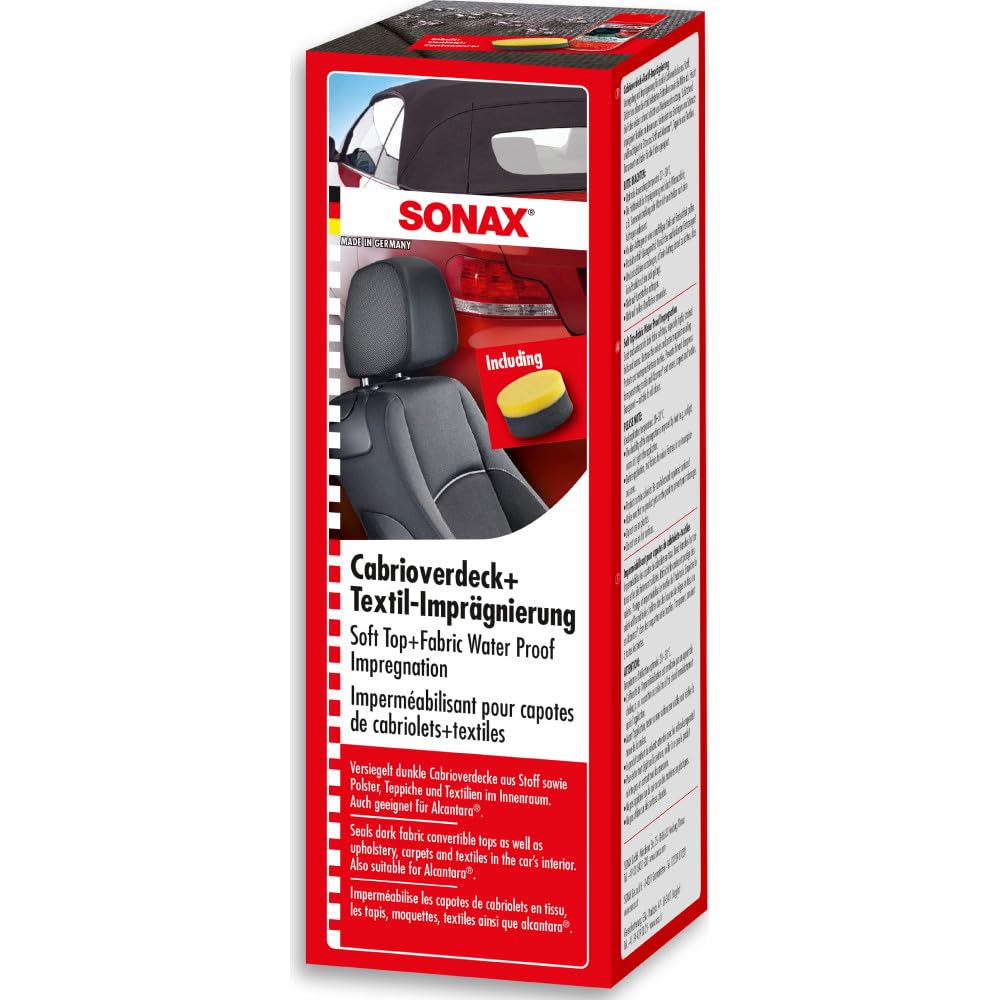 SONAX Convertible top and textile impregnation (250 ml), colour refreshment and protection against re-contamination of fabric covers, item no. 03101410