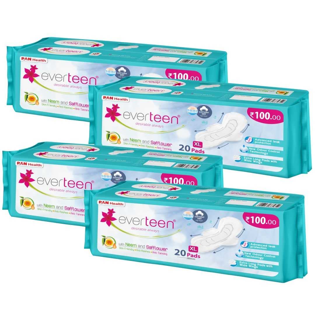 See full amazon price history chart for everteen XL Dry Neem-Safflower Sanitary Pads for Women – 80 Pads, Rash Free, Anti Tan, Skin Friendly, Double Wing Shape, Advanced Leak Protection, X Large, 280mm - 4 Packs (20 Pads Each, 280mm) everteen XL Dry Neem-Safflower Sanitary Pads for Women – 80 Pads, Rash Free, Anti Tan, Skin Friendly, Double Wing Shape, Advanced Leak Protection, X Large, 280mm - 4 Packs (20 Pads Each, 280mm) (B09TD98SP3) Amazon Price History, Amazon Price Tracker