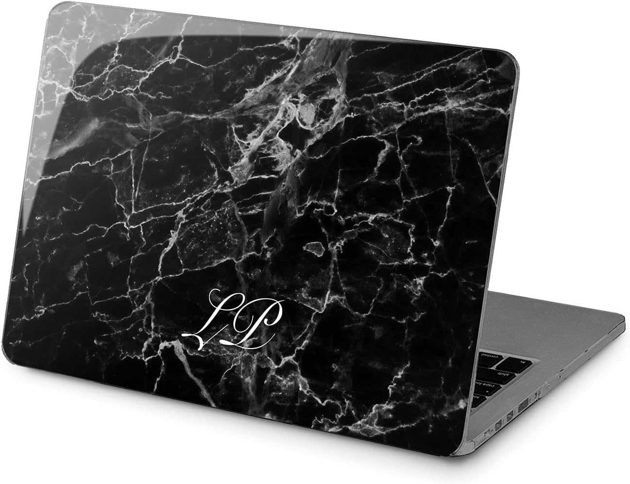 Hard Case Compatible for MacBook Pro 16 14 M3 M2 2023 M1 Pro 13 2022 Air 13 2021 Retina 2020 Mac 11 12 Text Abstract Name Protective Black Laptop Cover Texture Print Design Marble Initial