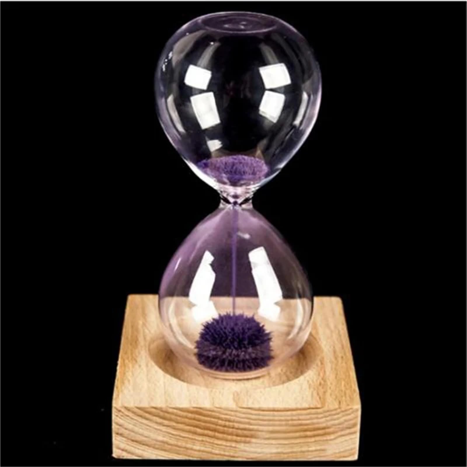 Sanduhr-Timer, Mehrfarbige magnetische Sanduhr-Ornamente mit Holzsockel und Eisenpulver-Blüten(Green)