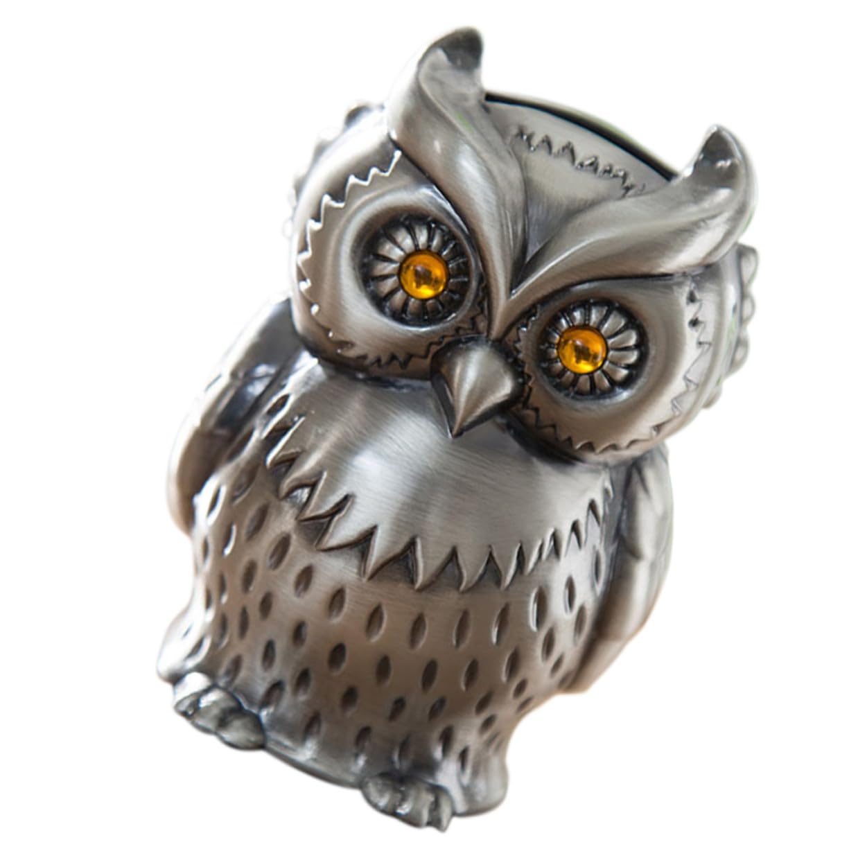 Tirelire hibou vintage en alliage de zinc gravé durabler