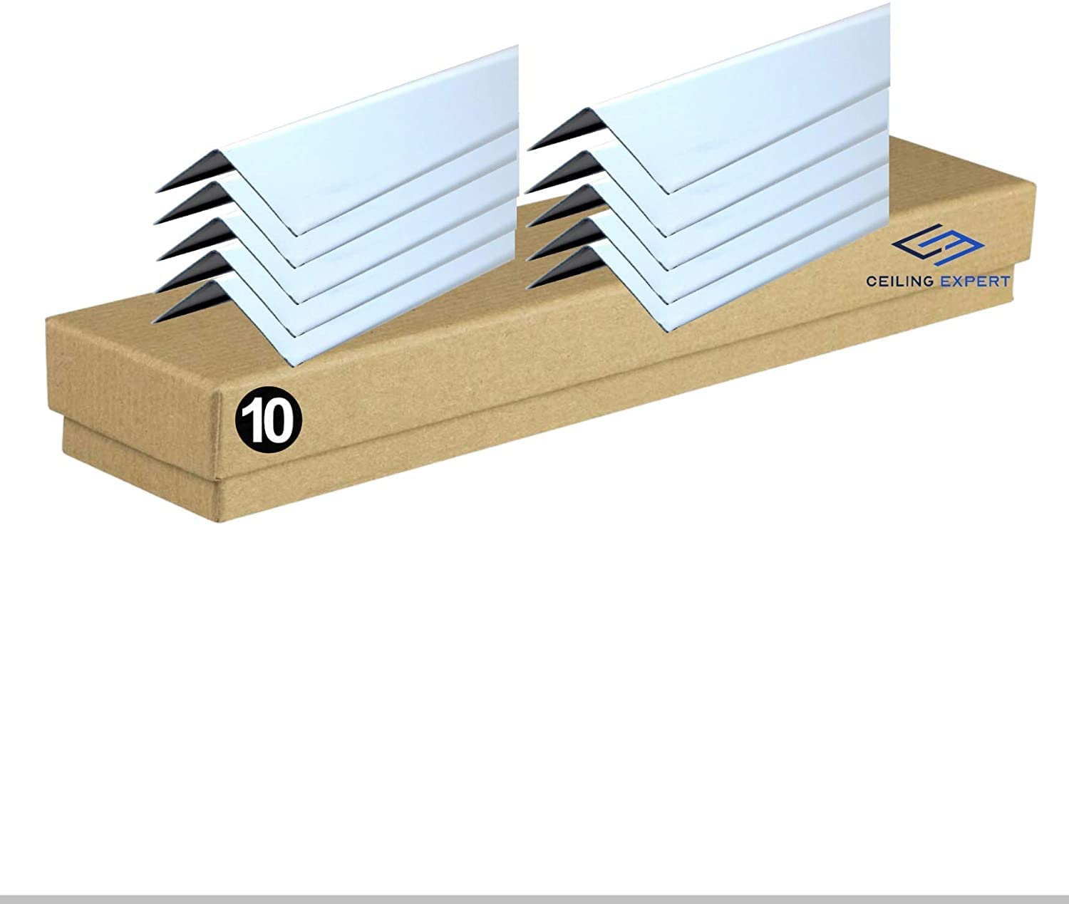 Ceiling Expert Ltd White Pack Of 10 Suspended Perimeter Trim 0.6M Long Suspended Ceiling Tiles Grid Rails Frames Wall Angle 600Mm