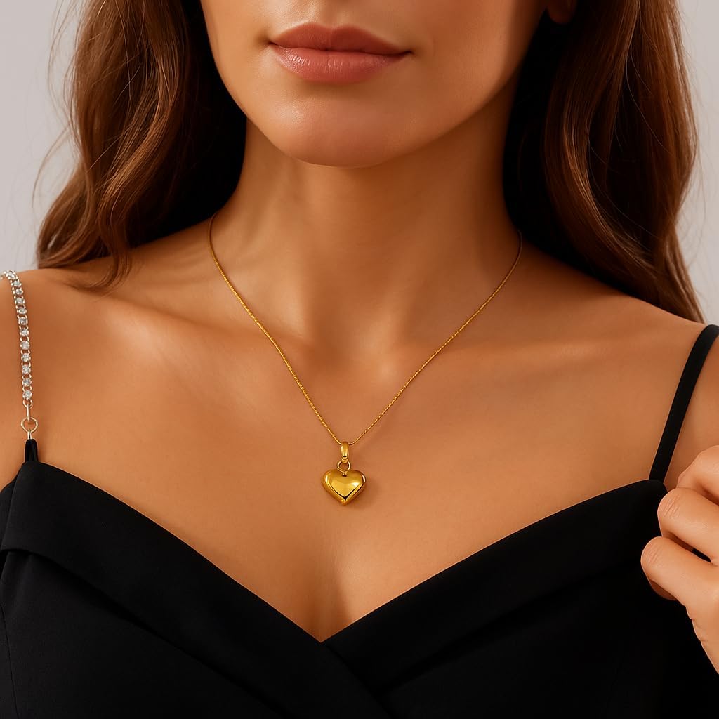 Dainty 14K Gold Plated Heart Necklace for Women - Diamond-Cut Cubic Zirconia Faith Pendant, Adjustable Chain, Spiritual Love Gift for Her
