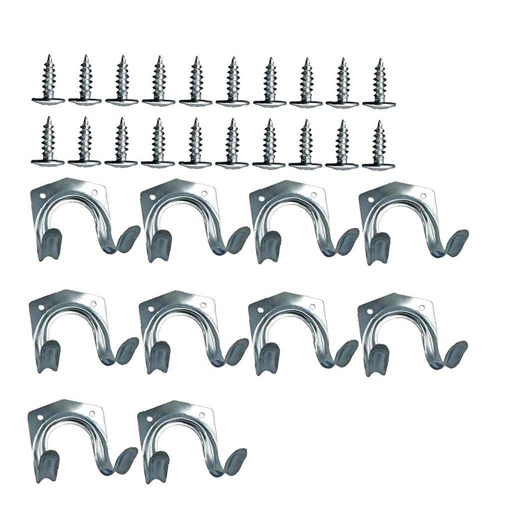 Voarge10 Pack Tool Hanger Hooks Set, Metal Tool Hanger Garage Hooks, Double Hook Wall Storage Heavy Duty Hooks for Garden Tools, Garages, Sheds, Offices, Workshop & Garden Tools