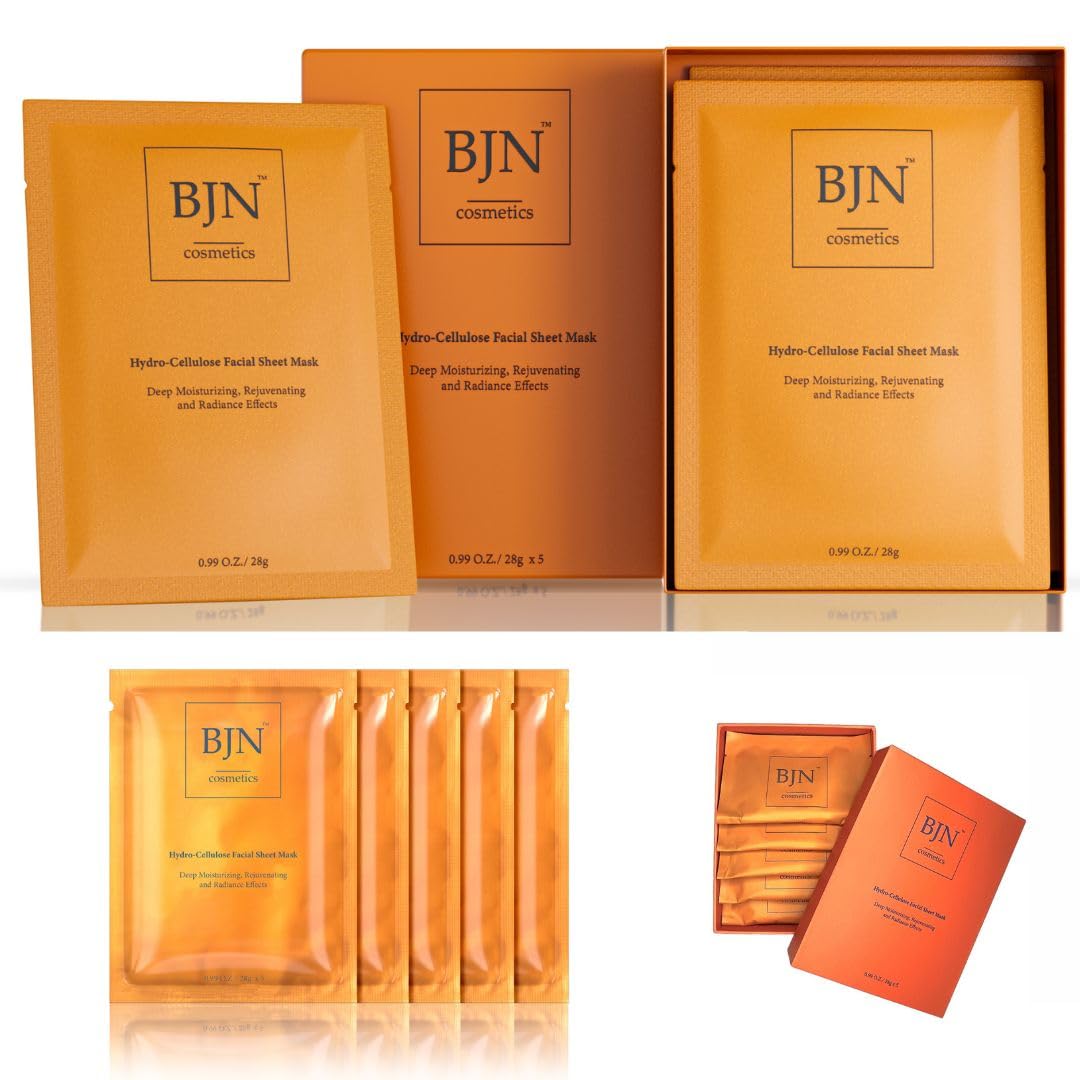 Luxury 5pack Hydro Cellulose Lotion Facial Sheet Masks for Skin Care Beauty - Natural Ingredients for Deep Hydration