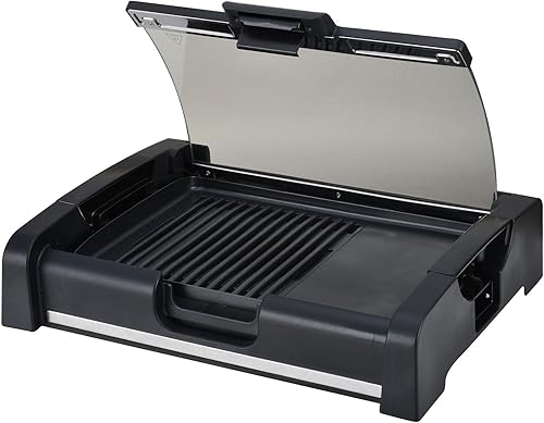 Miniatura 2 de Parrilla eléctrica 2 en 1 para interiores, parrilla abrasadora con ventana de visión, parrilla de cocina de 1200 W, rejilla antiadherente sin humo,
