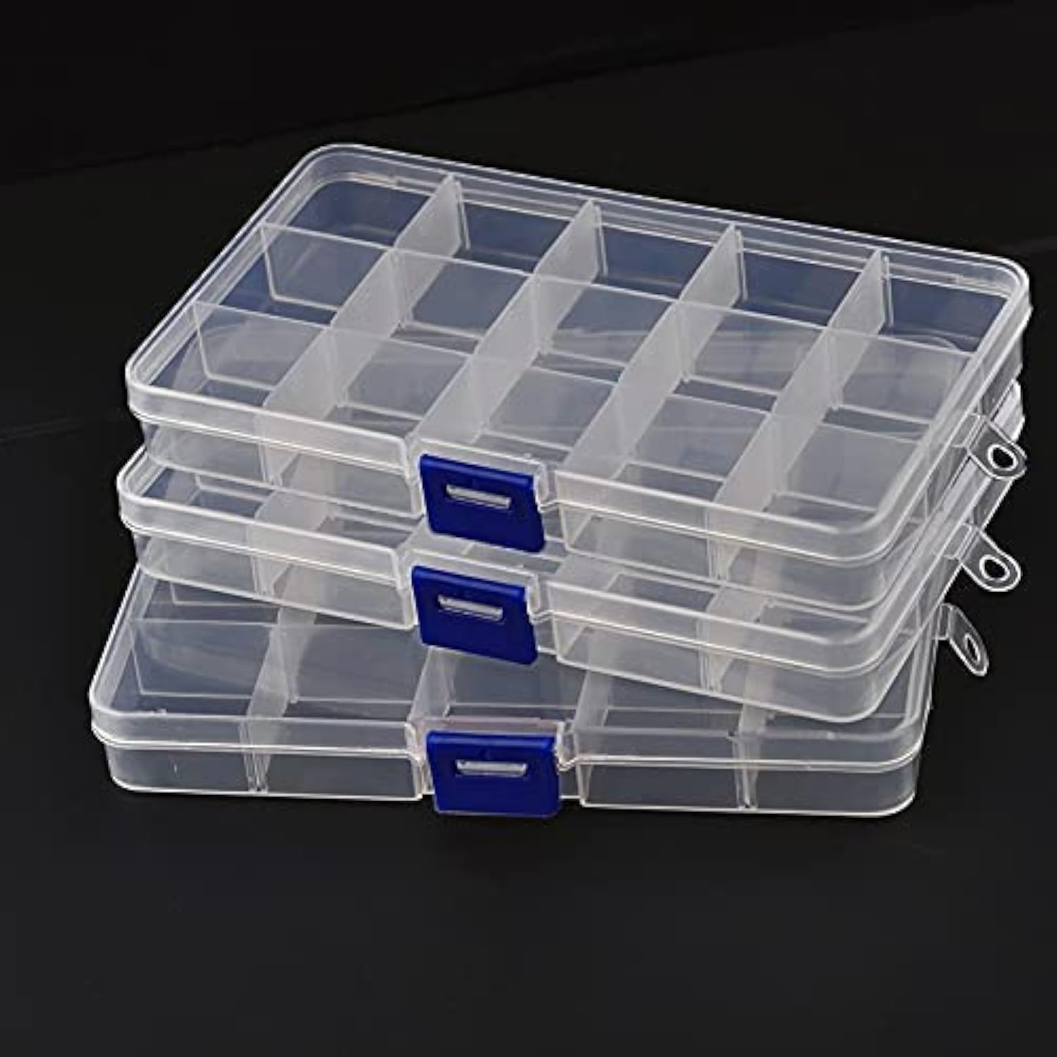 PATILWON 3Pack Small Plastic Storage Boxes Grids Organizer with Movable Dividers