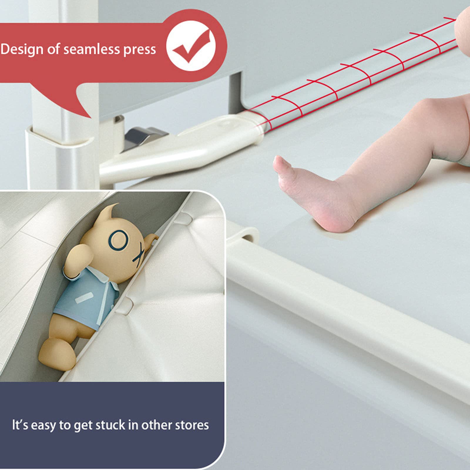 Bambini Letto Rails,Barriera per Letto Portatile per Neonati Bambino/Altezza Regolabile,Protezione di Caduta 1Pc(120/150/180/190/200/220Cm),Grey-1.2m