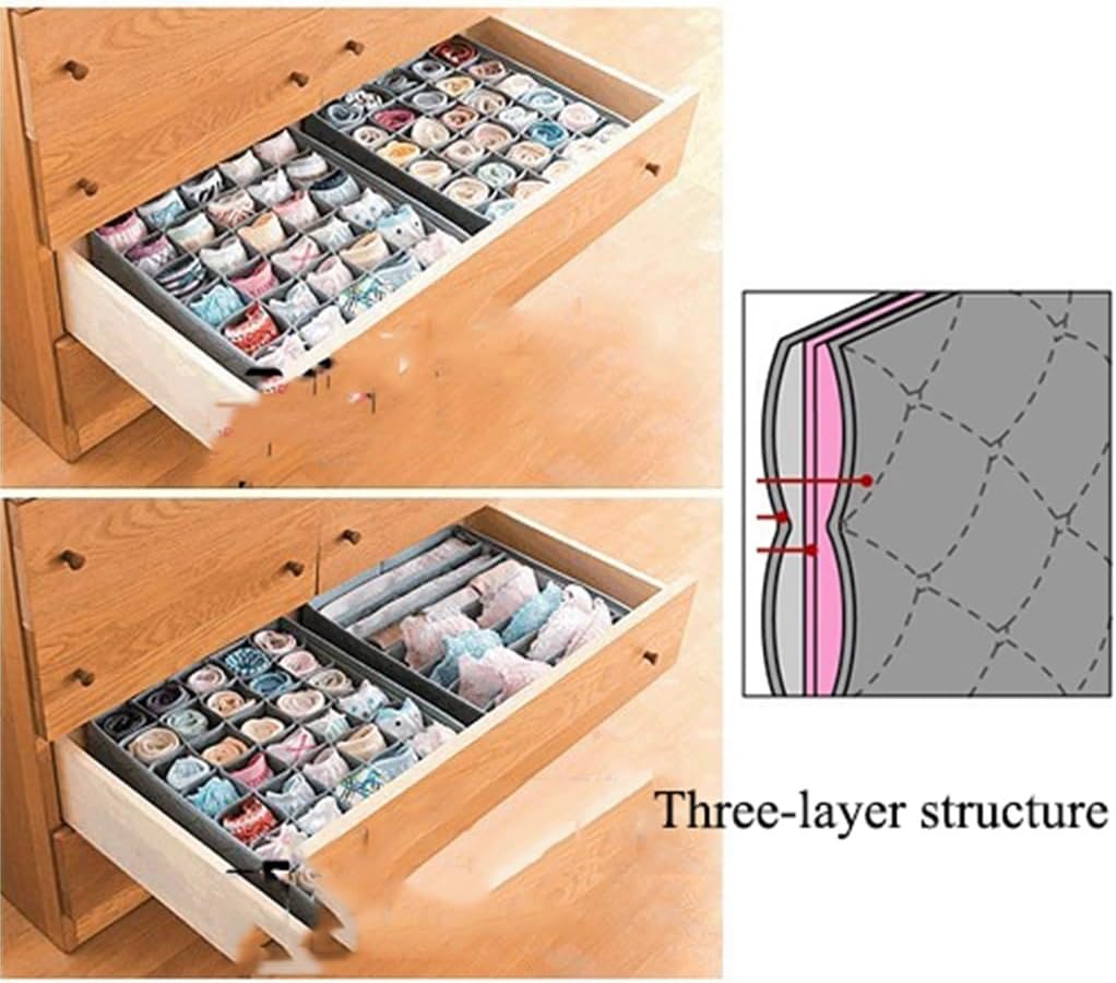 Open Storage Box, 30-Slot Foldable Clothes Organizing Bins Portable Multifunction Sundry Storage Basket for Underwear, Socks, Tie