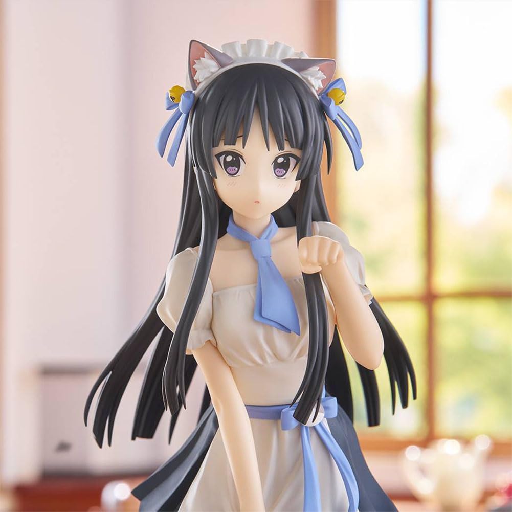 DEXSHUN Akiyama Mio Figura Anime Manga Figuras Oreja de Gato Estilo Delantal Modelo Kawaii Niña PVC Anime Estatua Decoración Adornos Regalos para Fans 22 cm