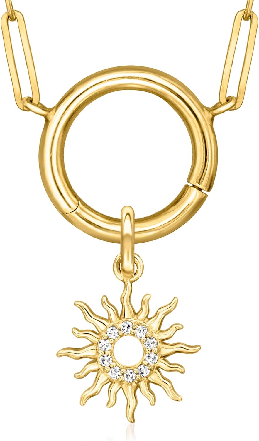 Pure Collection by Ross-Simons Diamond Sun Charm in 14kt Yellow Gold