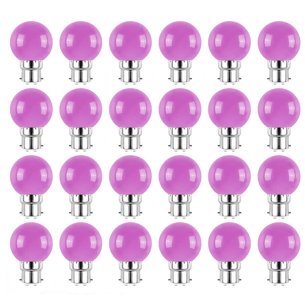 Jiotouhu 24 Pack B22 Bayonet Colored LED Light Bulbs 2W G45 Golf Ball Mini Globe Bulb Lighting Bulbs,Purple for Outdoor Indoor String Patio Garden Party Christmas, Tree, Fairy Party Night Lights