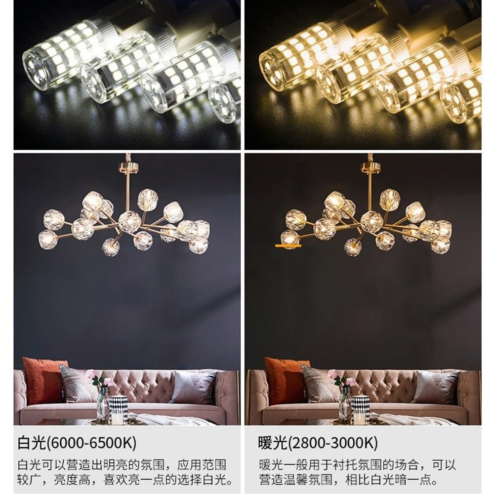 1fortunate Lights, Paquete de 20, Bombilla LED de maíz de cerámica AC220V G9 3W/5W/7W luz Frontal de Espejo luz de Pared Fuente de luz de Cristal(Cool White,7W)