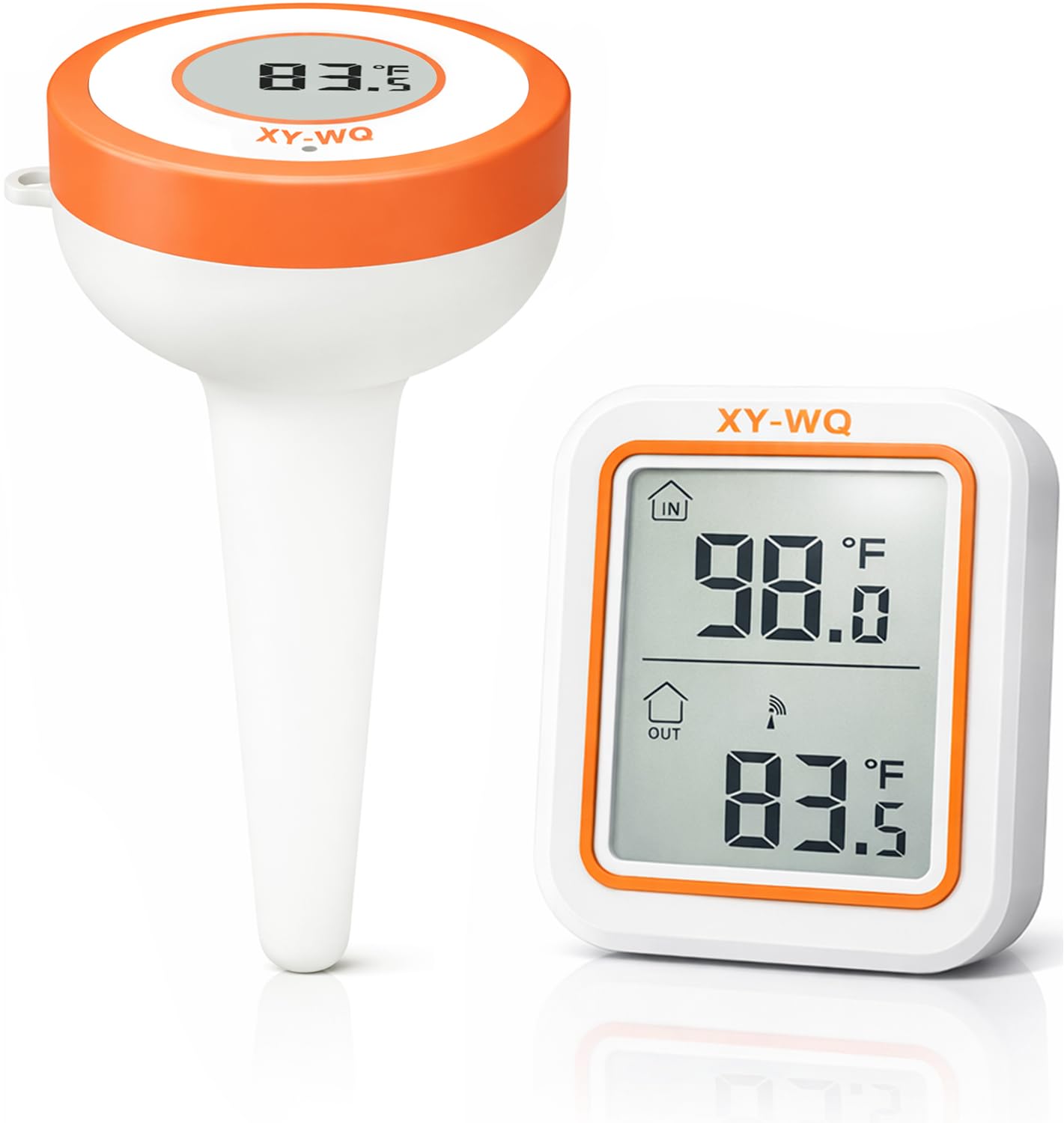 Wireless pool thermometer with indoor monitor floating sensor