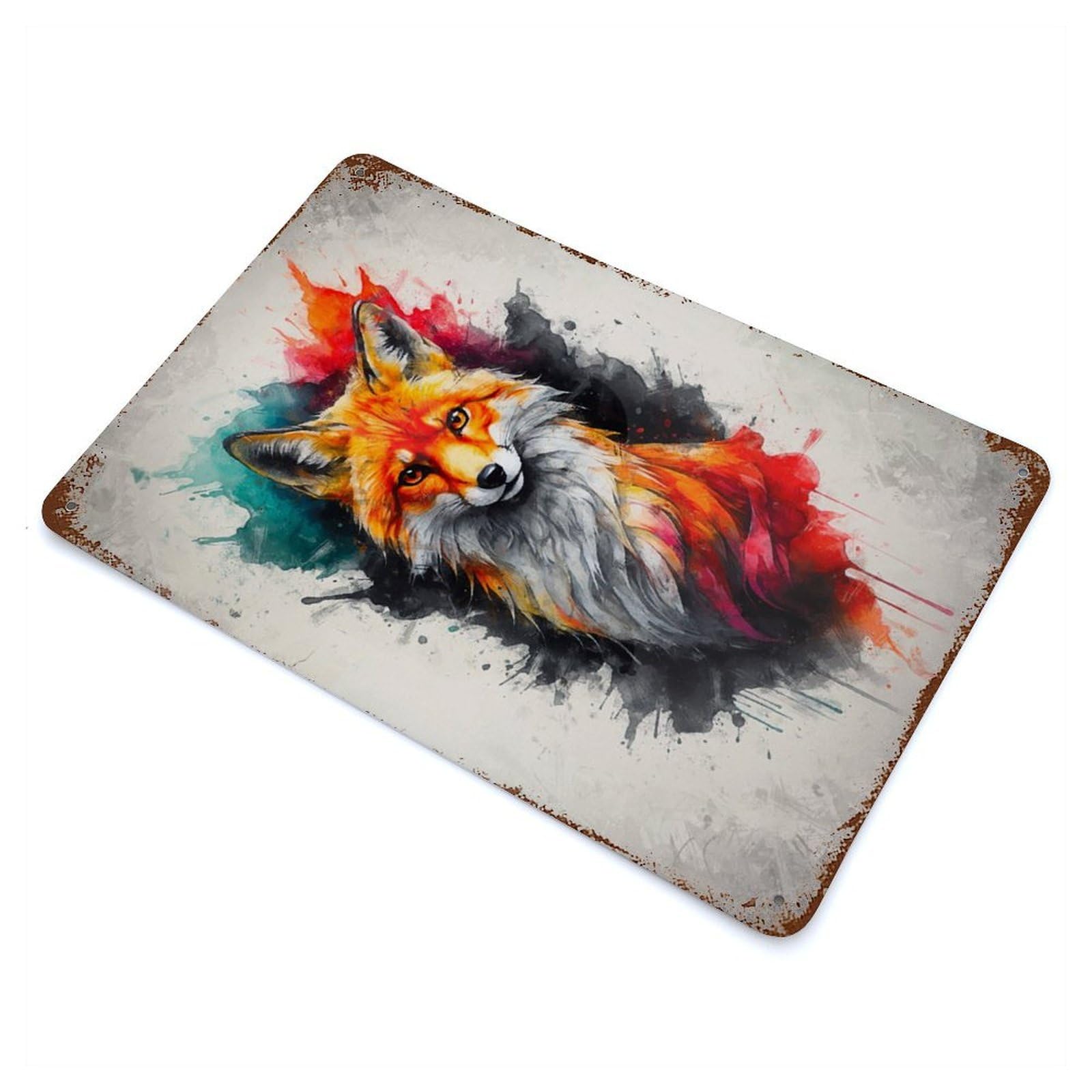 Foxy Palette Rusty Metal Tin Sign 11.8"x7.9", for Basement, Hobby Room And Garage Decor, Retro Wall Decor