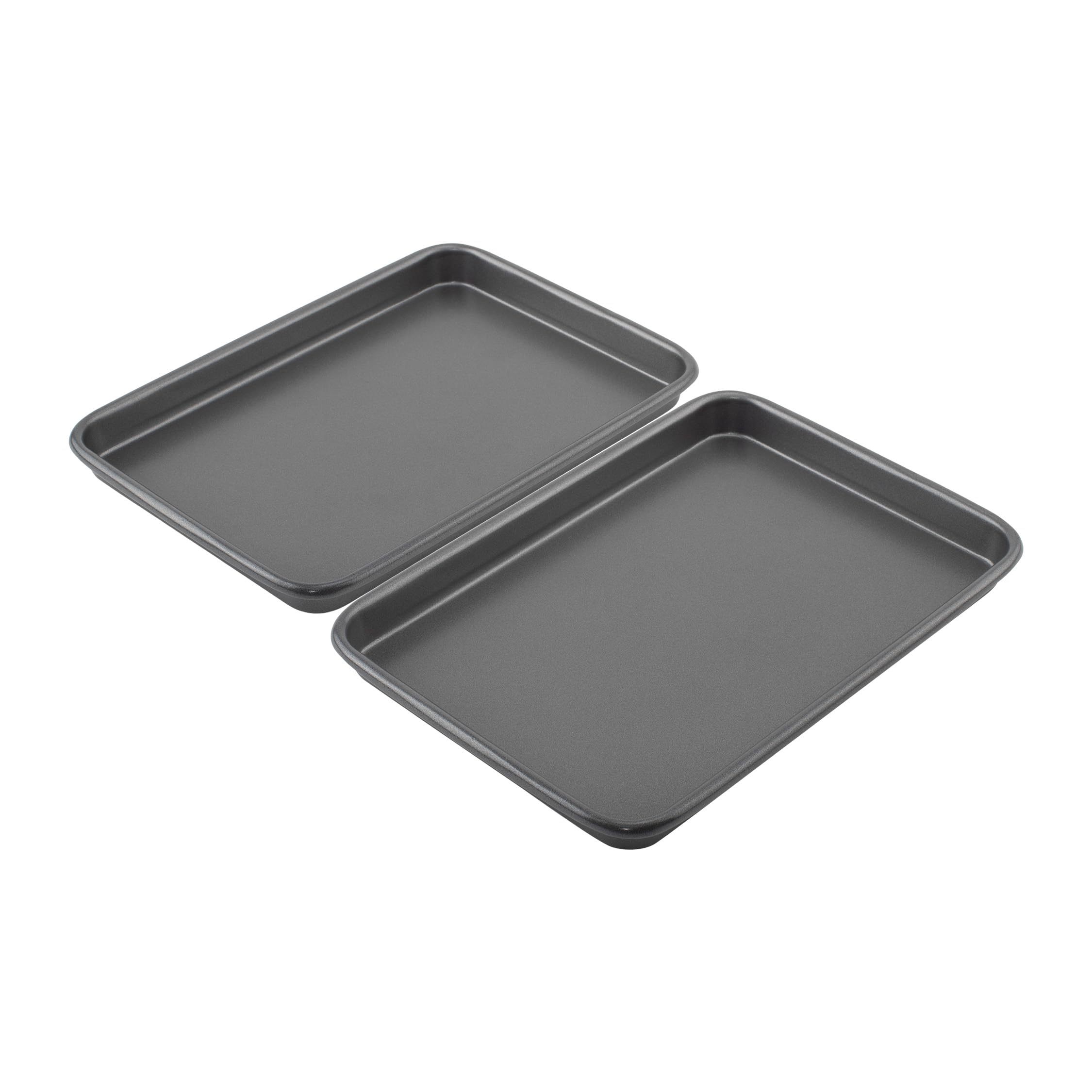 Everyday Toaster Oven Mini Baking Sheets Set of 2 Set of 2 Heavy-Gauge Steel Baking Pans with Scratch-Resistant Nonstick, 9 x 6.2-Inch, Gray