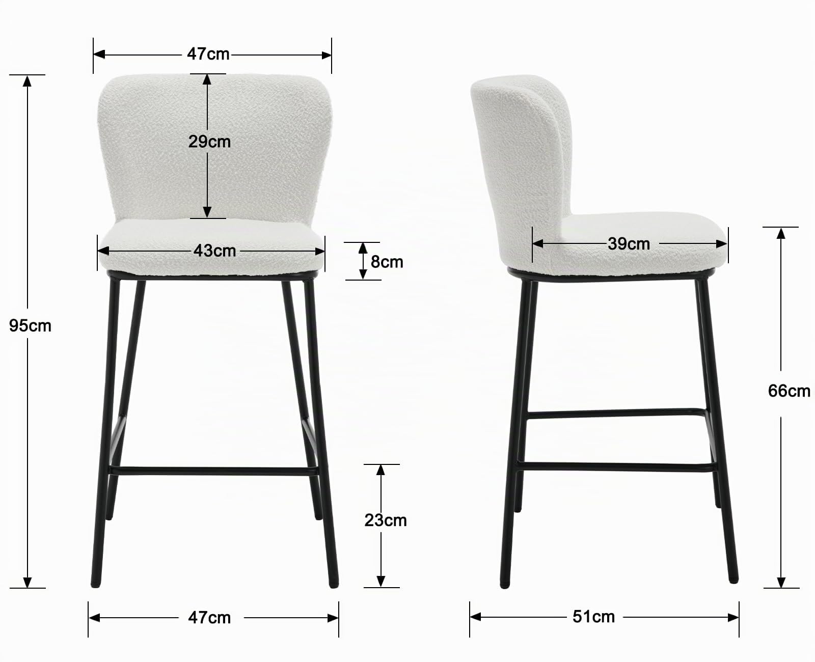 Ya-Home Set di 2 Sgabelli Cucina Sgabelli da Bar in Pelliccia, Bianco