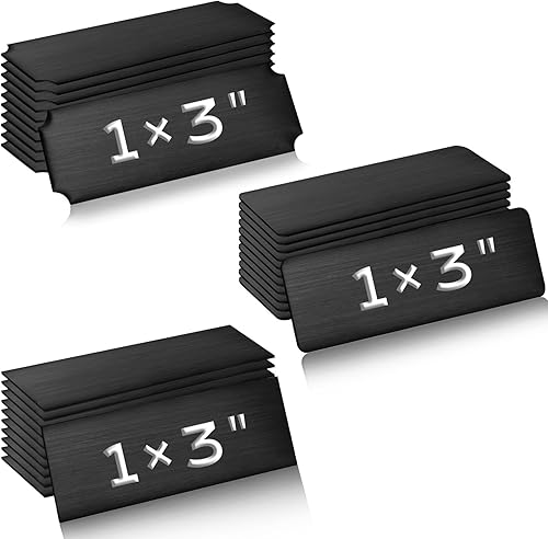 Therwen 30 Piezas Placas de Nombre Grabadas con Láser de Acero Inoxidable Cepillado Placa Personalizada Placa en Blanco Etiqueta de Nombre Negro