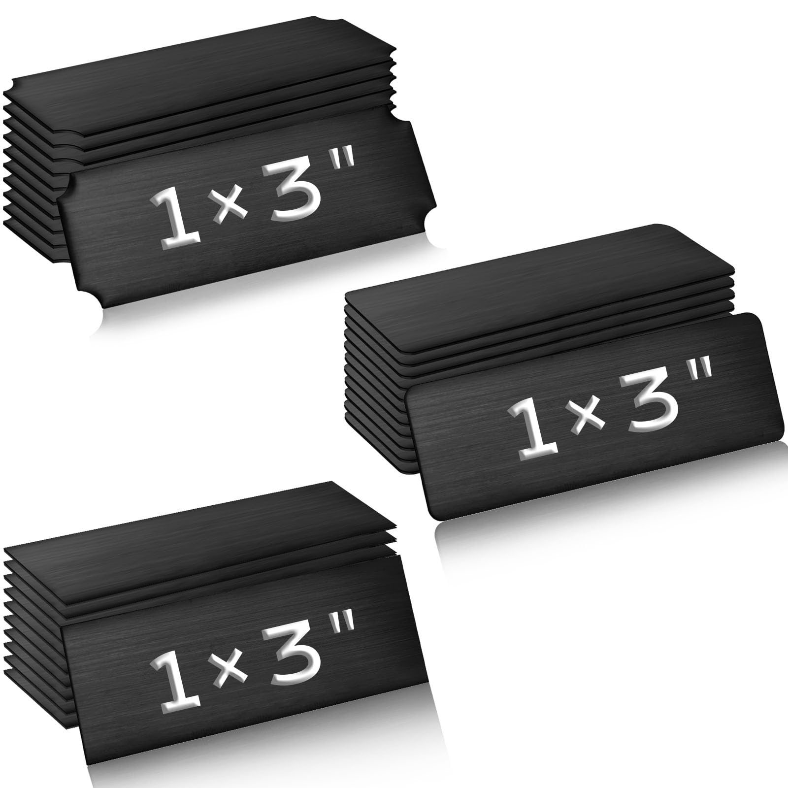 Therwen 30 Pcs Name Plates Laser Engraved Brushed Stainless Steel Plate Personalized Plaque Blank Custom Name Tag Frame Label with Adhesive Backing(