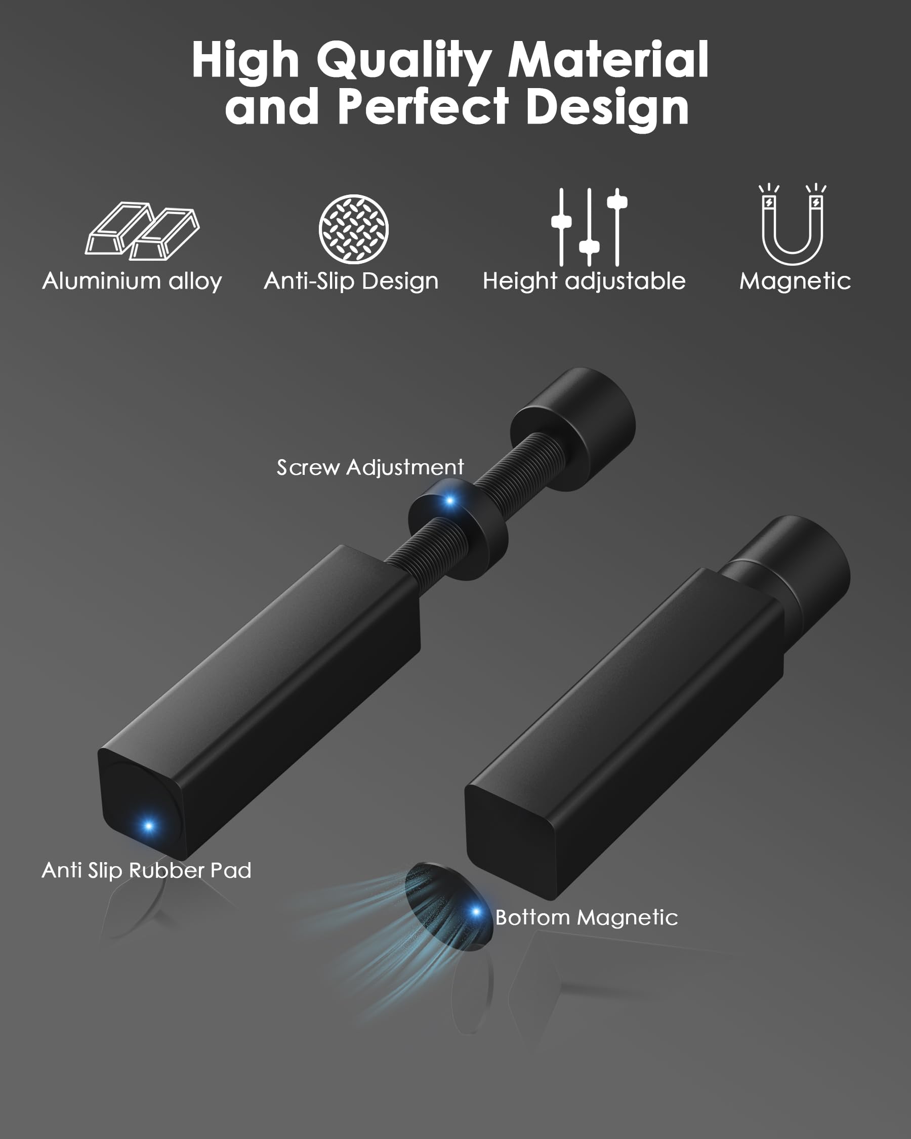 Uchwyt na karty graficzne, uchwyt GPU, uchwyt na kartę graficzną z magnetyczną podstawą i antypoślizgową podkładką, L (74 mm-120 mm)