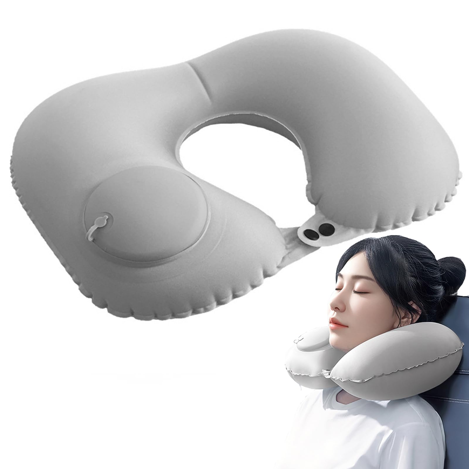 Jidyllic Inflatable Travel Pillow,Neck Pillow For Travel Neck Support Pillow Inflatable U Shape Pillow Travel Neck Pillow with Pressing Inflation Pump Suitable for Sleep Rest