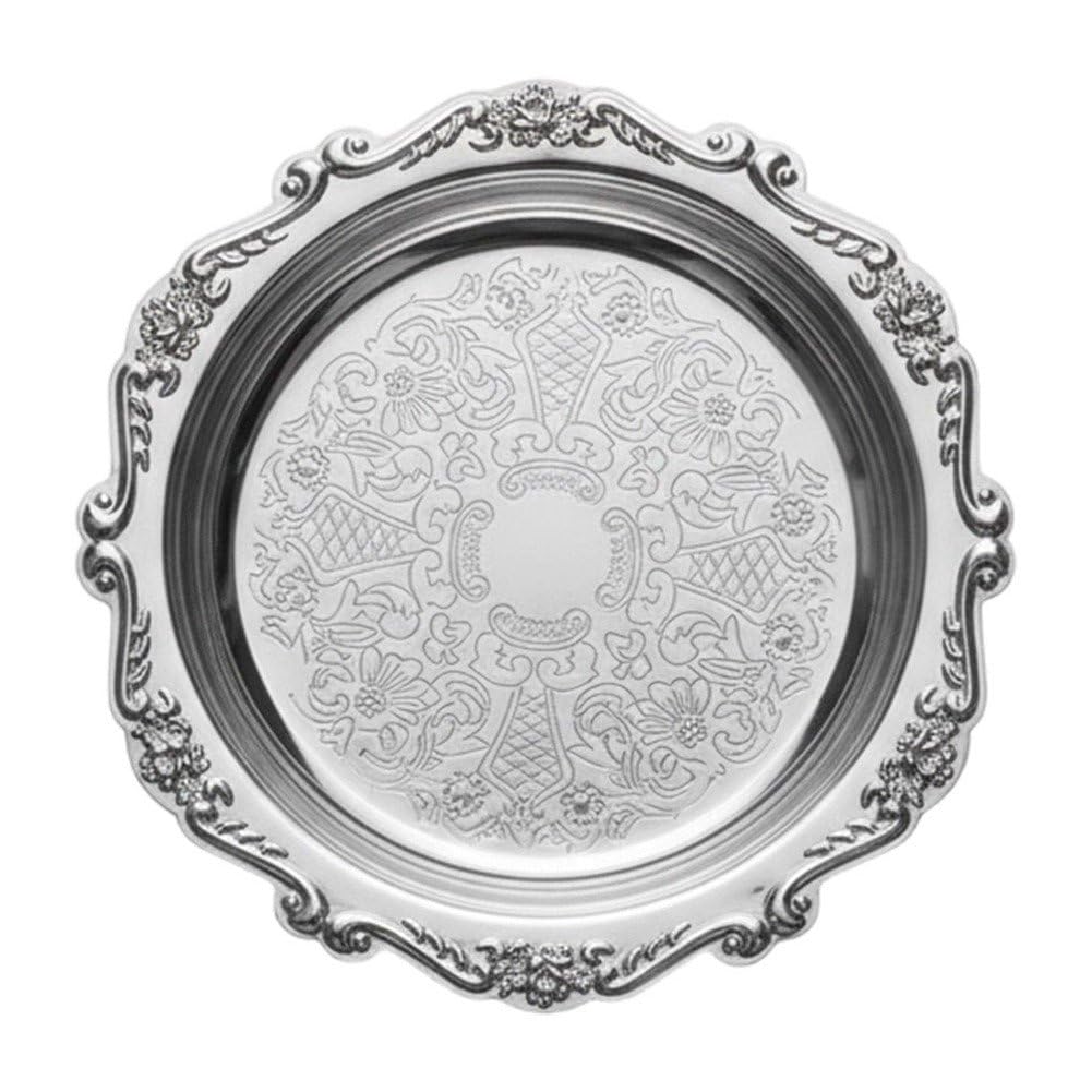 Sslvya Round Serving Tray, Metal Serving Platters, Vintage Dessert Snack Platter, Decorative Trays for Coffee Table, Fruits Party Displays
