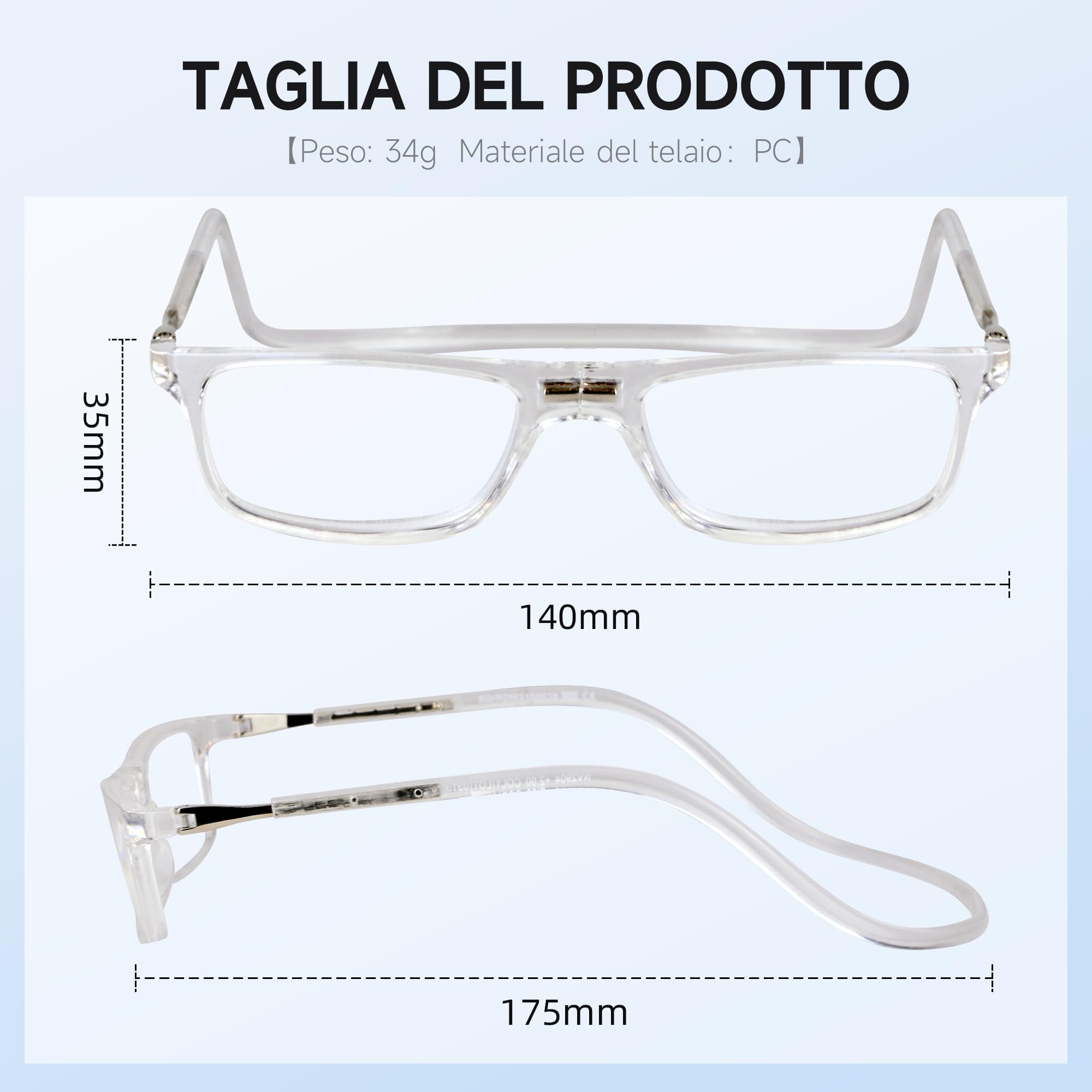 NEW VISION Okulary do czytania z zapięciem magnetycznym, okulary do czytania, wygodne zapięcie magnetyczne z przodu, okulary do czytania NV2904, pomoc w czytaniu dla kobiet i mężczyzn