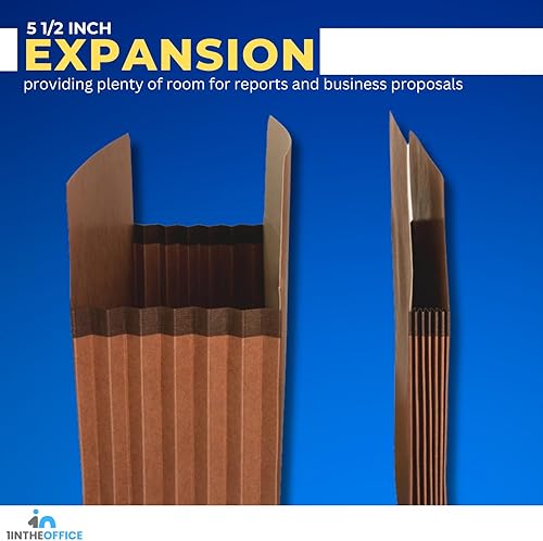 Miniatura 3 de 1InTheOffice Bolsillos expandibles para archivos, bolsillos de acordeón, cartera de archivos, tamaño carta, color marrón, paquete de 25