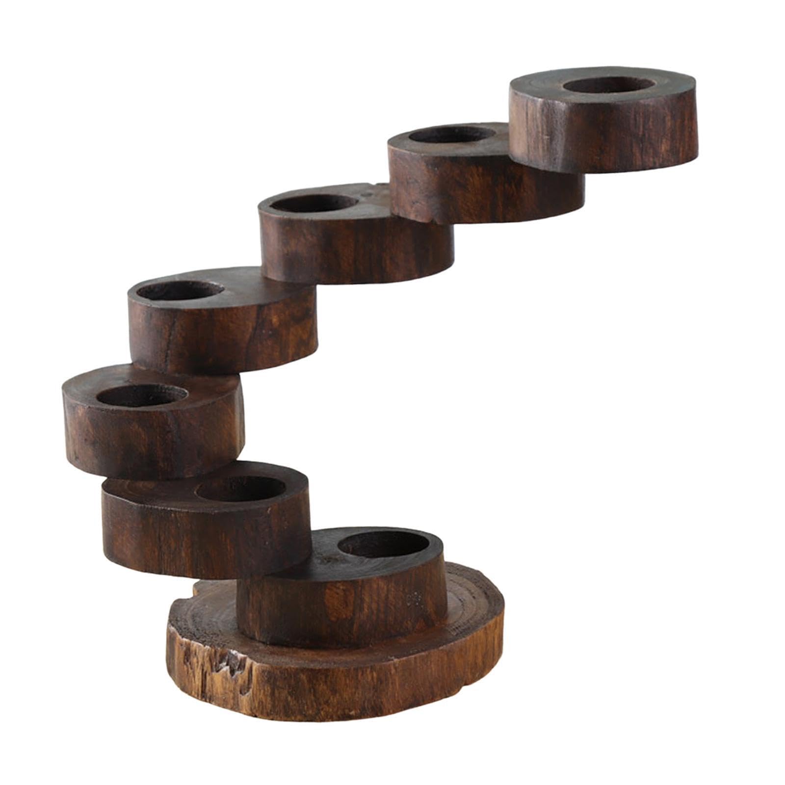 Zambuph Wooden Tea Light Candle Holder Decor Piece Rustic Charm Enhancing Living Space Wooden Tea Light Candle Holder Is Made Wood Table Centerpiece