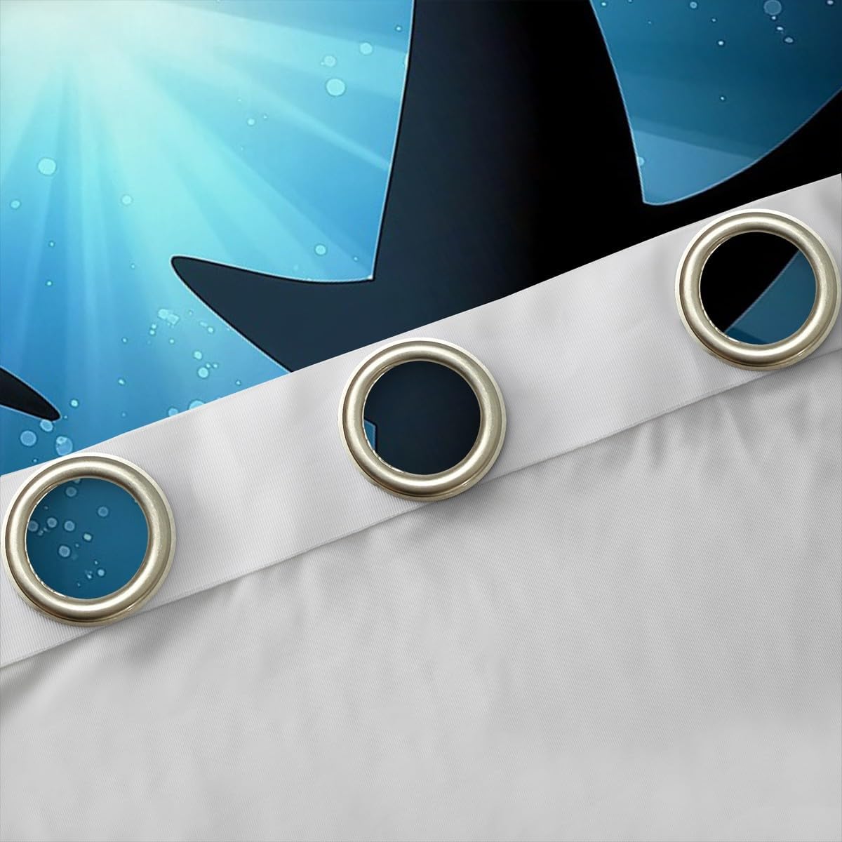Shark Window Drapes Blue Ocean Sea Marine Life Underwater Word Oasis Fish Curtains, for Kids Boys Girls Teens Blackout Room Darkening Thermal Insulated Wide Panel Curtains for Bedroom 84"x63"