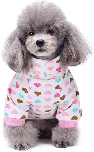 Miniatura 5 de Pijamas para perros, disfraces para interiores y exteriores, cuello alto, patrón de amor, pijamas cómodas para cachorros, camisa suave para perro,