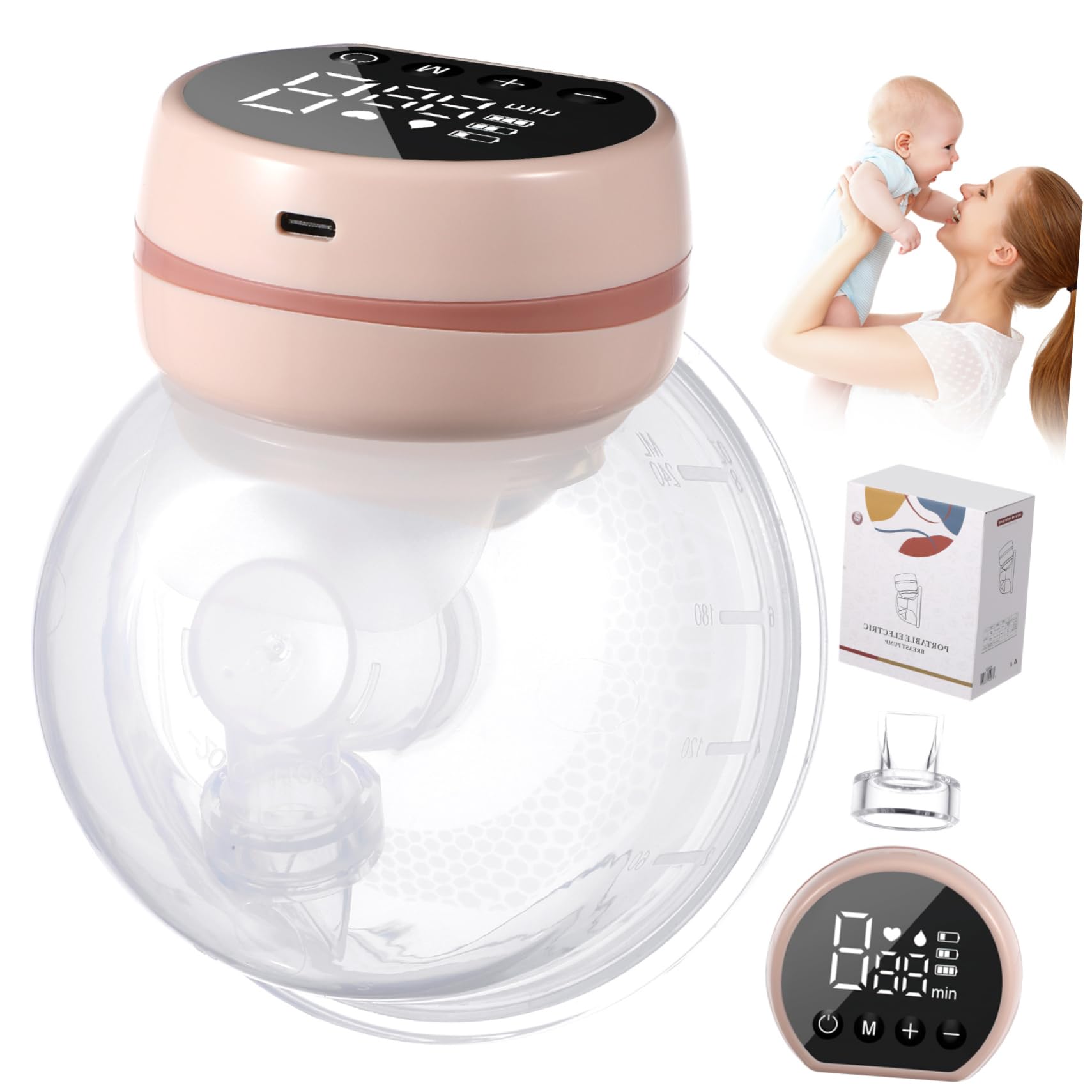 Toddmomy Extractor de Leche para Extracción Cómoda sin Uso de Manos Eléctrico Portátil bajo Nivel de Silicona Suave sin Fugas