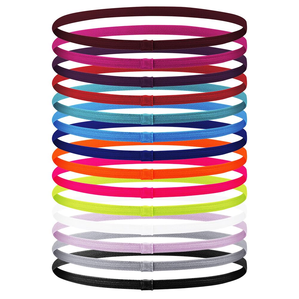 14 Pieces Elastic Sport Headbands Non-Slip Workout Headband Mini Yoga Hair Bands for Women Men Travel Fitness Athletic