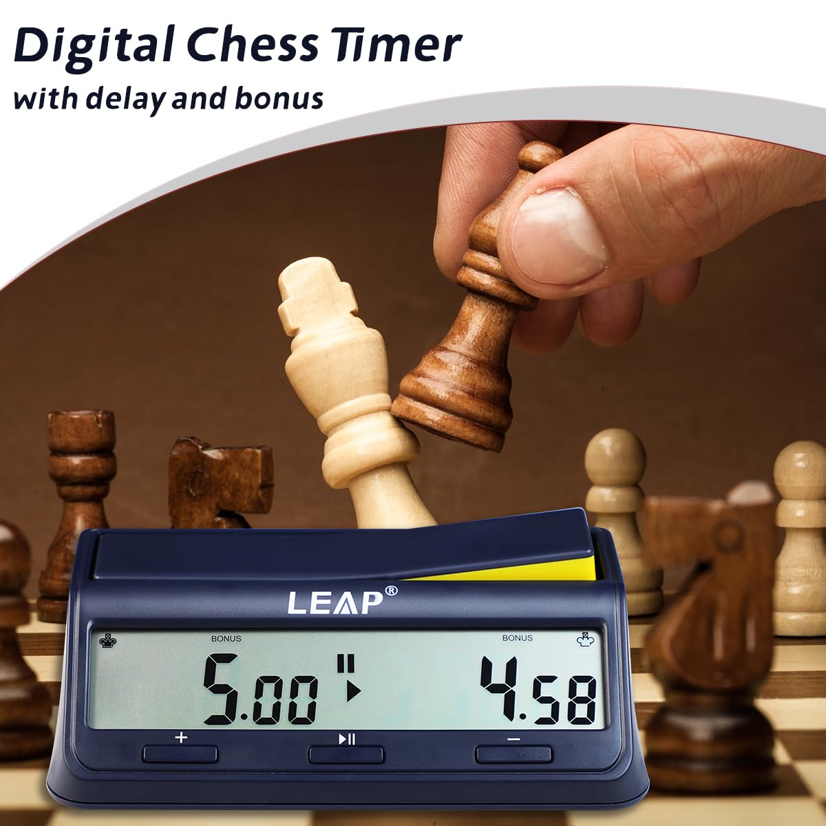 Horloge d'échecs, minuterie numérique, compteur ascendant et descendant avec retard bonus et fonction d'alarme pour jeu d'échiquier professionnel