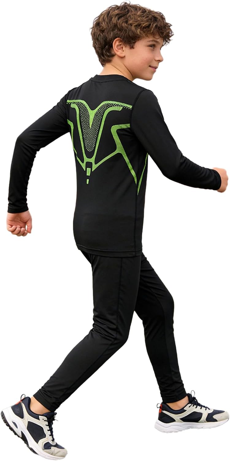 Yhong Thermal Underwear Set for Kids Long Johns Base Layer Top and Leggings Boys Girls Compression Suit