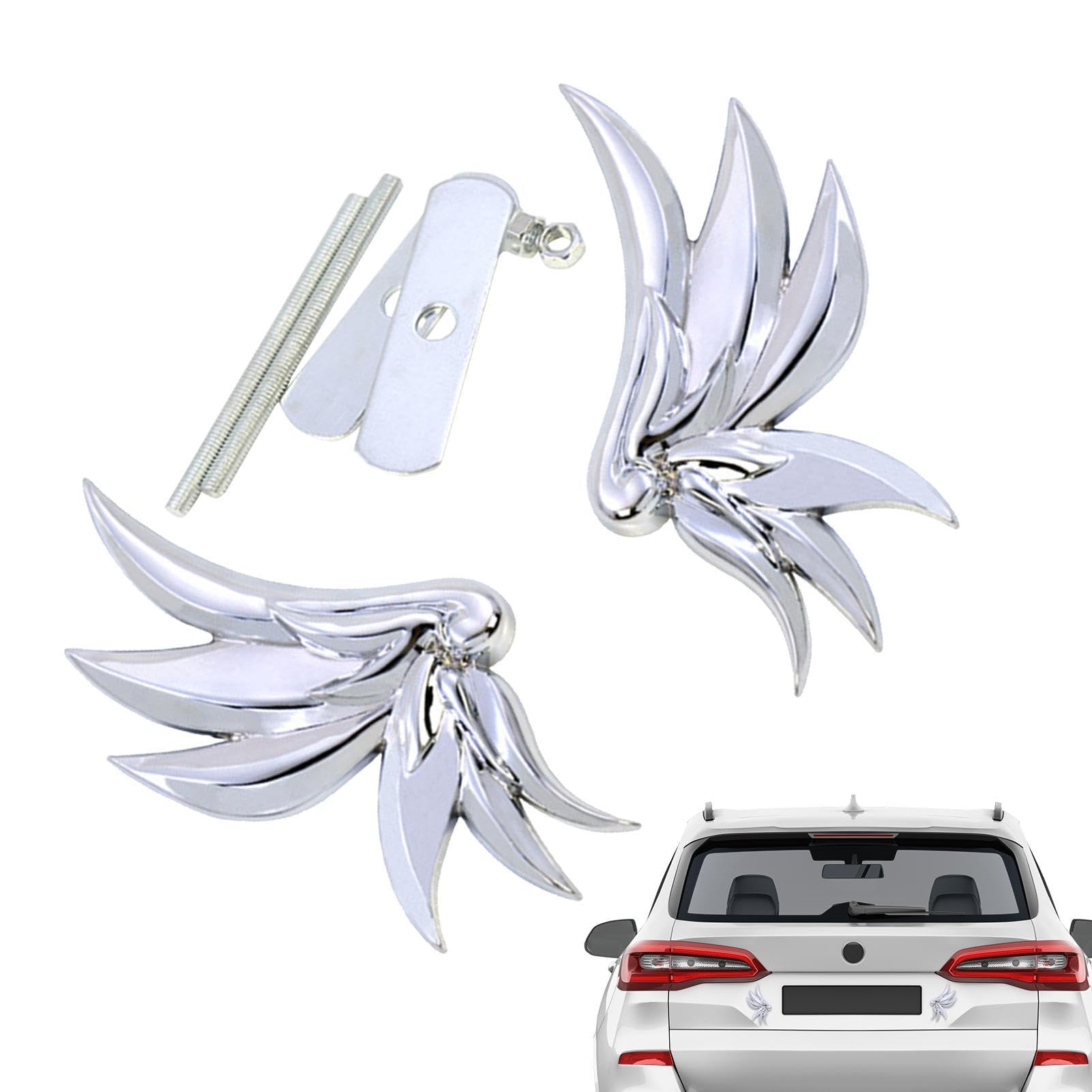 jeseny 2 adesivi adesivi per auto 3D ali d'angelo, adesivi decorativi riflettenti anti-collisione, accessori universali per auto/moto (dorati