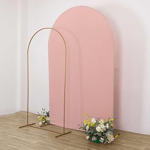 Vista 16 de Efavormart - Marco de fondo redondo de elastano de 7 pies, cubierta de arco de boda de 2 lados Blanco