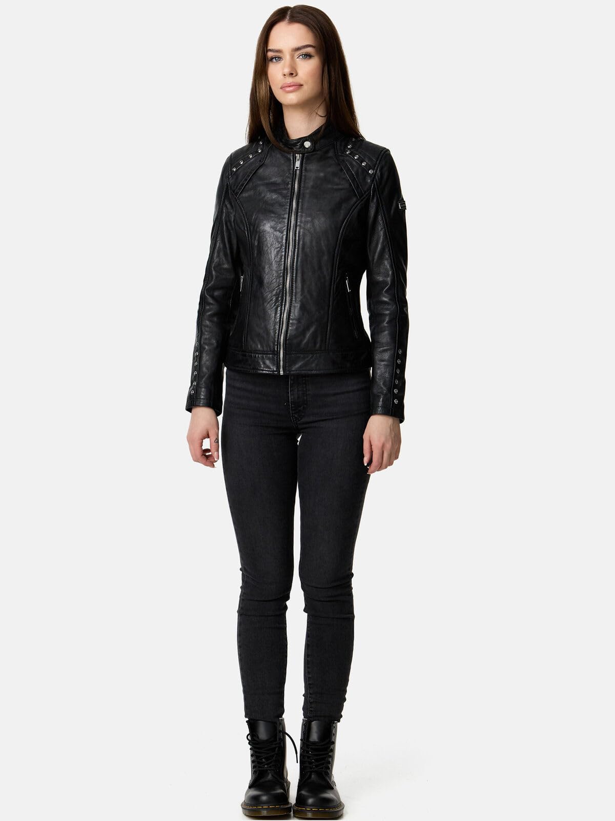 Tazzio Kurtka skórzana damska skórzana kurtka prawdziwa skóra Biker Look F521