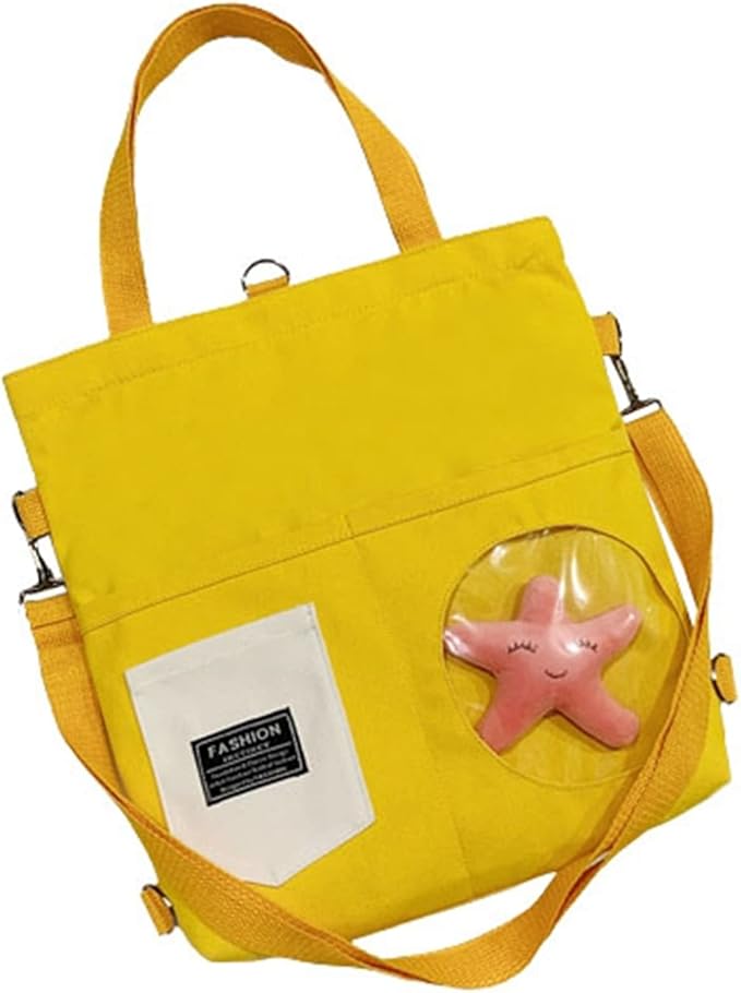 Amazon キャンパスバッグ トートバッグ レディース 学生 高校生 女子 通学 通勤 旅行 軽量 韓国風 おしゃれ かわいい プリント柄 帆布 無地 大容量 ファイル可 2wayトート 34x37cm Sakunaca トートバッグ